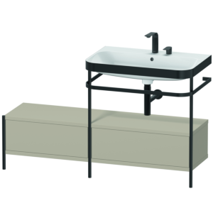 Duravit Happy D.2 Plus furniture washbasin combination HP4757E6060 140x49cm, with metal console, 2 tap holes, taupe satin matt