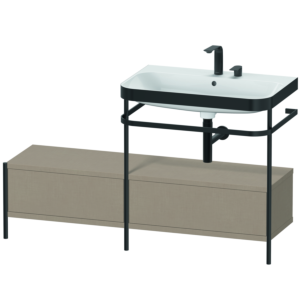 Combinaison lavabo pour meuble Duravit Happy D.2 Plus HP4757E7575 140x49cm, avec console en métal, 2 trous pour robinetterie, lin