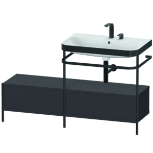 Duravit Happy D.2 Plus furniture washbasin combination HP4757E8080 140x49cm, with metal console, 2 tap holes, graphite super matt