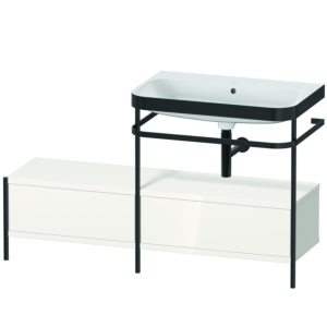 Duravit Happy D.2 Plus furniture washbasin combination HP4757N2222 140x49cm, with metal console, without tap hole, white high gloss