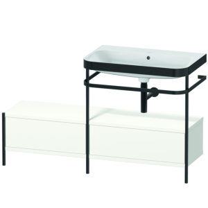 Duravit Happy D.2 Plus furniture washbasin combination HP4757N3636 140x49cm, with metal console, without tap hole, white satin finish
