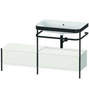 Duravit Happy D.2 Plus furniture washbasin combination HP4757N3939 140x49cm, with metal console, without tap hole, nordic white satin finish