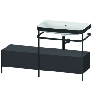 Duravit Happy D.2 Plus combinaison lavabo pour meuble HP4757N8080 140x49cm, avec console en métal, sans trou pour robinet, graphite super mat