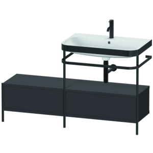 Duravit Happy D.2 Plus combinaison lavabo pour meuble HP4757O8080 140x49cm, avec console en métal, 1 trou pour robinet, graphite super mat
