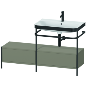 Duravit Happy D.2 Plus combinaison lavabo pour meuble HP4757O9292 140x49cm, avec console en métal, 1 trou pour robinet, gris pierre satiné mat