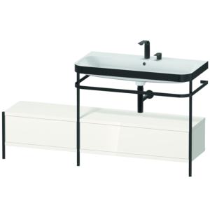 Duravit Happy D.2 Plus furniture washbasin combination HP4758E2222 160x49cm, with metal console, 2 tap holes, white high gloss