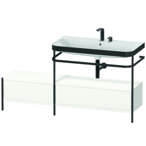 Duravit Happy D.2 Plus vanity washbasin combination HP4758E3636 160x49cm, with metal console, 2 tap holes, white satin finish