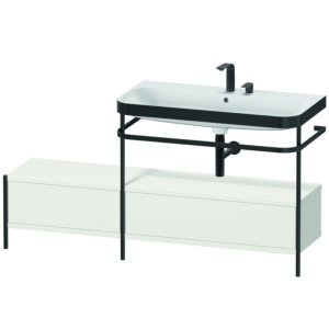 Duravit Happy D.2 Plus furniture washbasin combination HP4758E3939 160x49cm, with metal console, 2 tap holes, nordic white satin matt