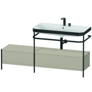 Duravit Happy D.2 Plus furniture washbasin combination HP4758E6060 160x49cm, with metal console, 2 tap holes, taupe satin matt