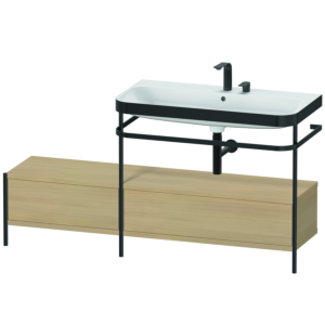 Duravit Happy D.2 Plus furniture washbasin combination HP4758E7171 160x49cm, with metal console, 2 tap holes, Mediterranean oak