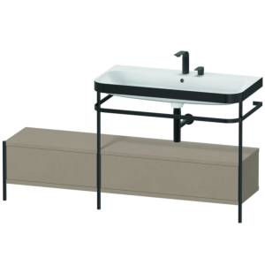 Duravit Happy D.2 Plus furniture washbasin combination HP4758E7575 160x49cm, with metal console, 2 tap holes, linen