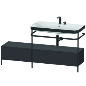 Duravit Happy D.2 Plus combinaison lavabo pour meuble HP4758E8080 160x49cm, avec console en métal, 2 trous pour robinetterie, graphite super mat