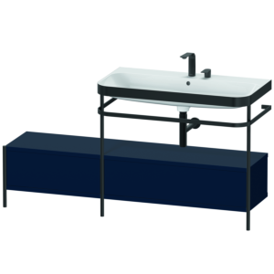 Duravit Happy D.2 Plus furniture washbasin combination HP4758E9898 160x49cm, with metal console, 2 tap holes, midnight blue satin finish