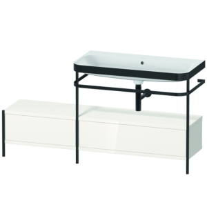 Duravit Happy D.2 Plus Möbelwaschtisch-Kombination HP4758N2222 160x49cm, mit Metallkonsole, ohne Hahnloch, weiß hochglanz