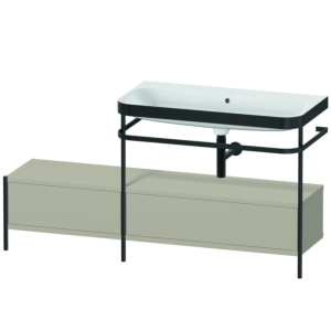 Duravit Happy D.2 Plus furniture washbasin combination HP4758N6060 160x49cm, with metal console, without tap hole, taupe satin matt