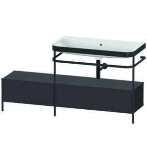 Duravit Happy D.2 Plus Möbelwaschtisch-Kombination HP4758N8080 160x49cm, mit Metallkonsole, ohne Hahnloch, graphit supermatt