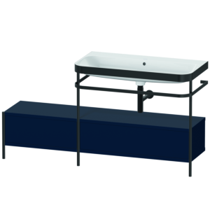 Duravit Happy D.2 Plus furniture washbasin combination HP4758N9898 160x49cm, with metal console, without tap hole, midnight blue satin finish