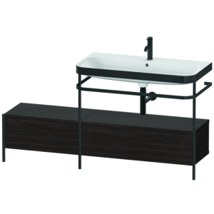 Duravit Happy D.2 Plus furniture washbasin combination HP4758O6969 160x49cm, with metal console, 1 tap hole, brushed walnut
