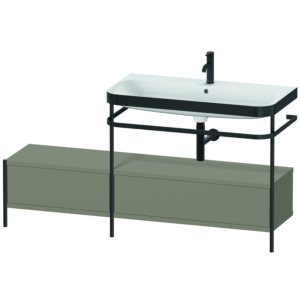 Duravit Happy D.2 Plus combinaison lavabo pour meuble HP4758O9292 160x49cm, avec console en métal, 1 trou pour robinet, gris pierre satiné mat