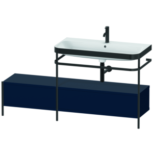 Duravit Happy D.2 Plus furniture washbasin combination HP4758O9898 160x49cm, with metal console, 1 tap hole, midnight blue satin finish