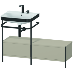 Duravit Happy D.2 Plus combinaison lavabo pour meuble HP4760E6060 120x49cm, avec console en métal, 2 trous pour robinetterie, taupe satiné mat