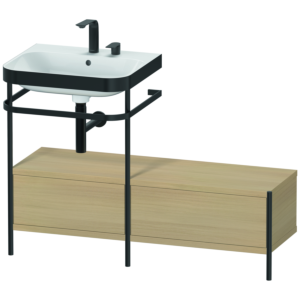 Combinaison lavabo pour meuble Duravit Happy D.2 Plus HP4760E7171 120x49cm, avec console en métal, 2 trous pour robinetterie, chêne méditerranéen