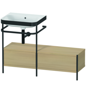 Duravit Happy D.2 Plus furniture washbasin combination HP4760N7171 120x49cm, with metal console, without tap hole, Mediterranean oak