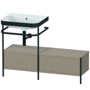 Duravit Happy D.2 Plus furniture washbasin combination HP4760N7575 120x49cm, with metal console, without tap hole, linen