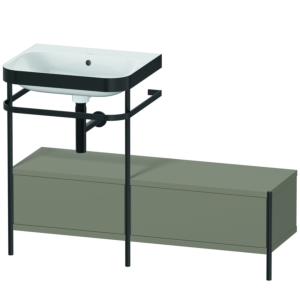 Duravit Happy D.2 Plus furniture washbasin combination HP4760N9292 120x49cm, with metal console, without tap hole, stone gray satin matt