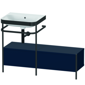 Duravit Happy D.2 Plus furniture washbasin combination HP4760N9898 120x49cm, with metal console, without tap hole, midnight blue satin finish