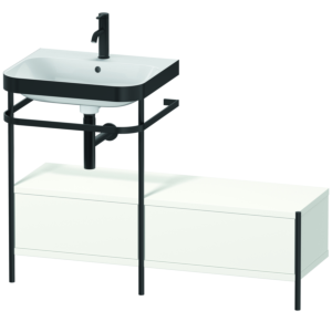 Duravit Happy D.2 Plus furniture washbasin combination HP4760O3636 120x49cm, with metal console, 1 tap hole, white satin finish