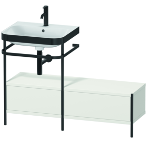 Duravit Happy D.2 Plus furniture washbasin combination HP4760O3939 120x49cm, with metal console, 1 tap hole, nordic white satin finish