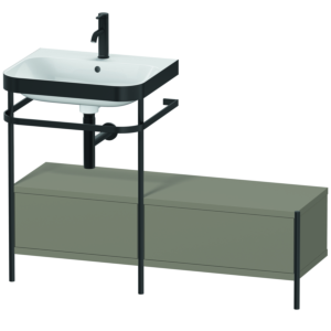 Duravit Happy D.2 Plus furniture washbasin combination HP4760O9292 120x49cm, with metal console, 1 tap hole, stone gray satin matt