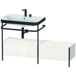 Duravit Happy D.2 Plus furniture washbasin combination HP4762E2222 140x49cm, with metal console, 2 tap holes, white high gloss