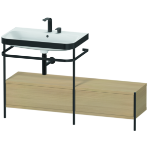 Duravit Happy D.2 Plus furniture washbasin combination HP4762E7171 140x49cm, with metal console, 2 tap holes, Mediterranean oak