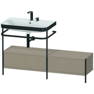 Duravit Happy D.2 Plus Möbelwaschtisch-Kombination HP4762E7575 140x49cm, mit Metallkonsole, 2 Hahnlöcher, leinen