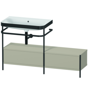 Duravit Happy D.2 Plus furniture washbasin combination HP4762N6060 140x49cm, with metal console, without tap hole, taupe satin matt