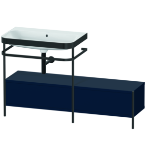 Duravit Happy D.2 Plus vanity washbasin combination HP4762N9898 140x49cm, with metal console, without tap hole, midnight blue satin finish