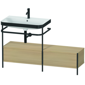 Duravit Happy D.2 Plus furniture washbasin combination HP4762O7171 140x49cm, with metal console, 1 tap hole, Mediterranean oak