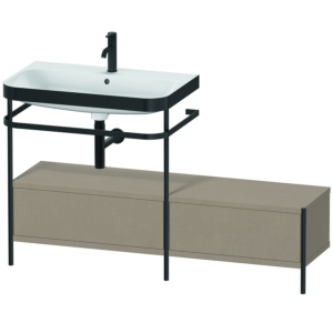 Combinaison lavabo pour meuble Duravit Happy D.2 Plus HP4762O7575 140x49cm, avec console en métal, 1 trou pour robinet, lin