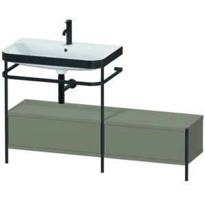 Duravit Happy D.2 Plus combinaison lavabo pour meuble HP4762O9292 140x49cm, avec console en métal, 1 trou pour robinet, gris pierre satiné mat