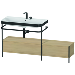 Duravit Happy D.2 Plus Möbelwaschtisch-Kombination HP4763E7171 160x49cm, mit Metallkonsole, 2 Hahnlöcher, mediterrane Eiche