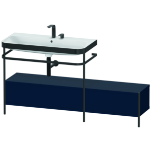 Duravit Happy D.2 Plus furniture washbasin combination HP4763E9898 160x49cm, with metal console, 2 tap holes, midnight blue satin finish