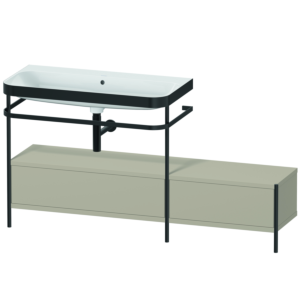 Duravit Happy D.2 Plus combinaison lavabo pour meuble HP4763N6060 160x49cm, avec console en métal, sans trou pour robinetterie, taupe satiné mat