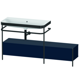 Duravit Happy D.2 Plus furniture washbasin combination HP4763N9898 160x49cm, with metal console, without tap hole, midnight blue satin finish