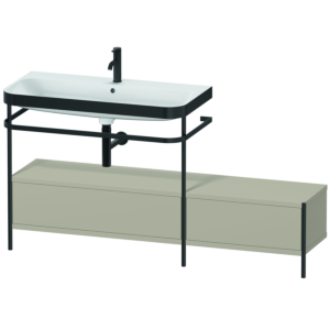 Duravit Happy D.2 Plus Möbelwaschtisch-Kombination HP4763O6060 160x49cm, mit Metallkonsole, 1 Hahnloch, taupe seidenmatt