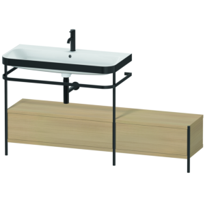 Duravit Happy D.2 Plus Möbelwaschtisch-Kombination HP4763O7171 160x49cm, mit Metallkonsole, 1 Hahnloch, mediterrane Eiche