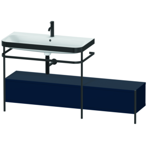 Duravit Happy D.2 Plus furniture washbasin combination HP4763O9898 160x49cm, with metal console, 1 tap hole, midnight blue satin finish