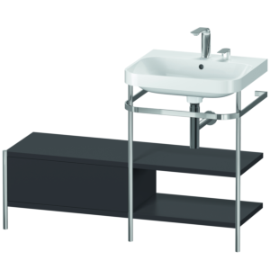Duravit Happy D.2 Plus furniture washbasin combination HP4845E8080 120 x 49 cm, 2 tap holes, graphite super matt, with metal console