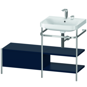 Duravit Happy D.2 Plus furniture washbasin combination HP4845E9898 120 x 49 cm, 2 tap holes, midnight blue satin finish, with metal console